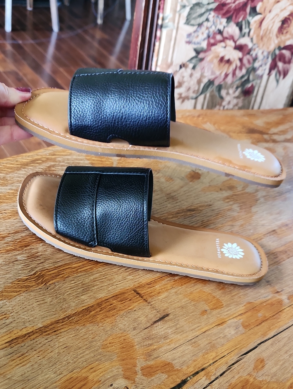 YELLOWBOX sz 8.5 dixon flat slides black vegan - Picture 6 of 11